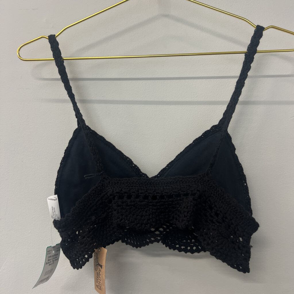 Black Crochet Bralette Top Small