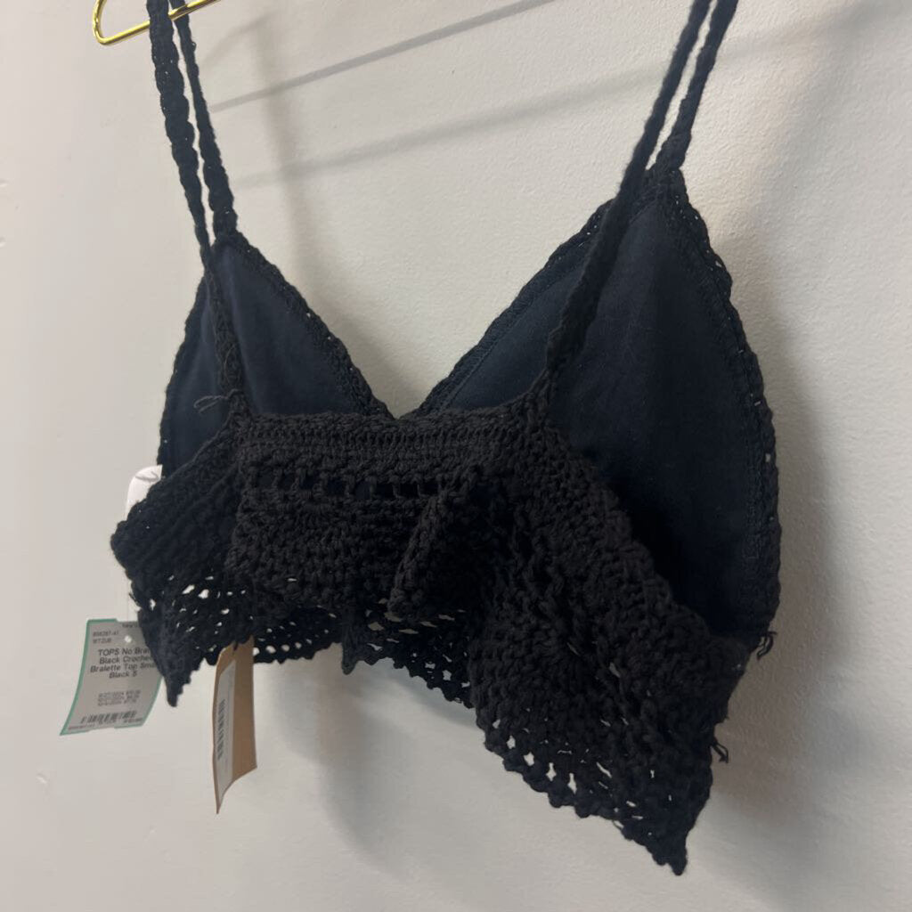 Black Crochet Bralette Top Small