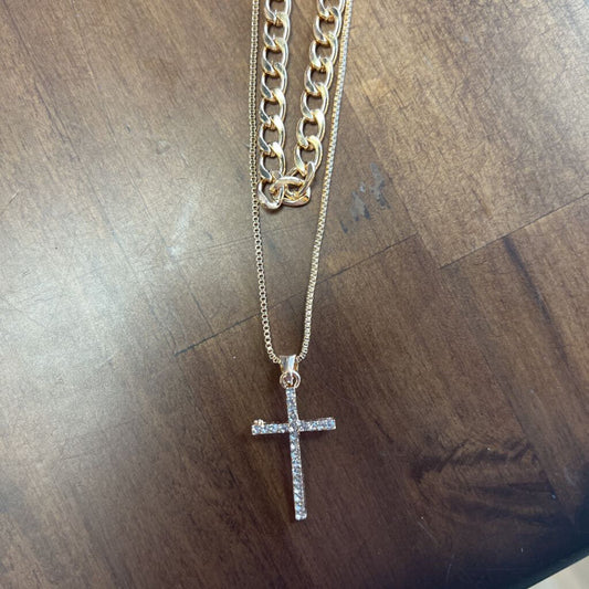 Gold Layered Cross Pendant Necklace