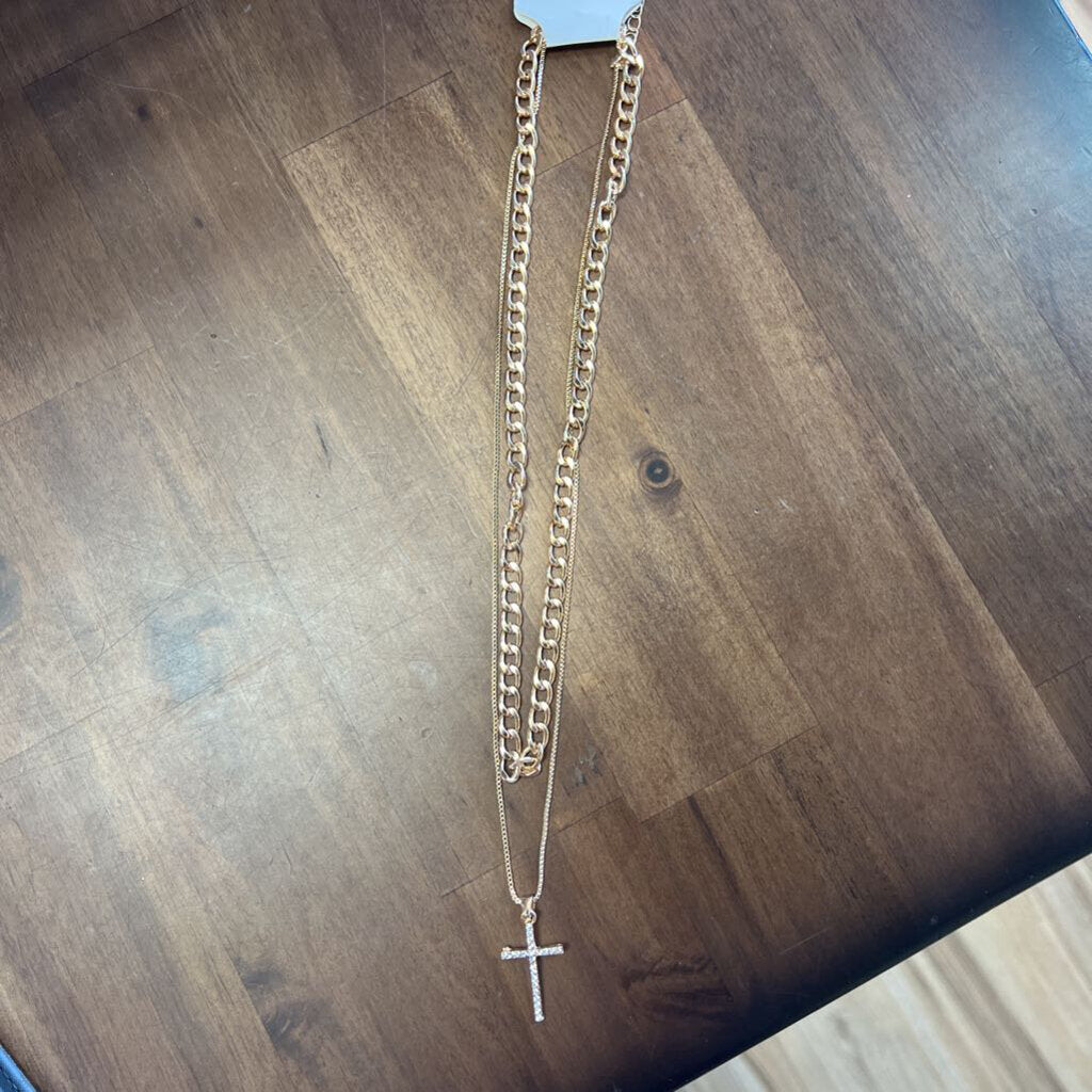 Gold Layered Cross Pendant Necklace