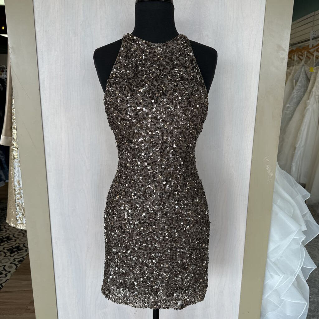 Parker High Neck Sequin Mini Dress Medium