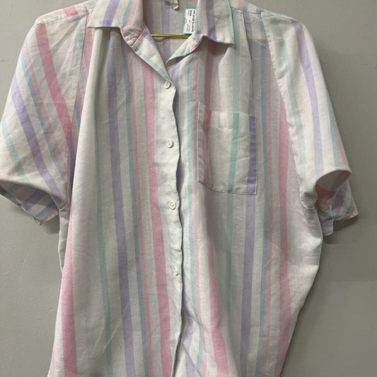 Vintage Hot Stuff White/ Multi Striped Button Down Medium