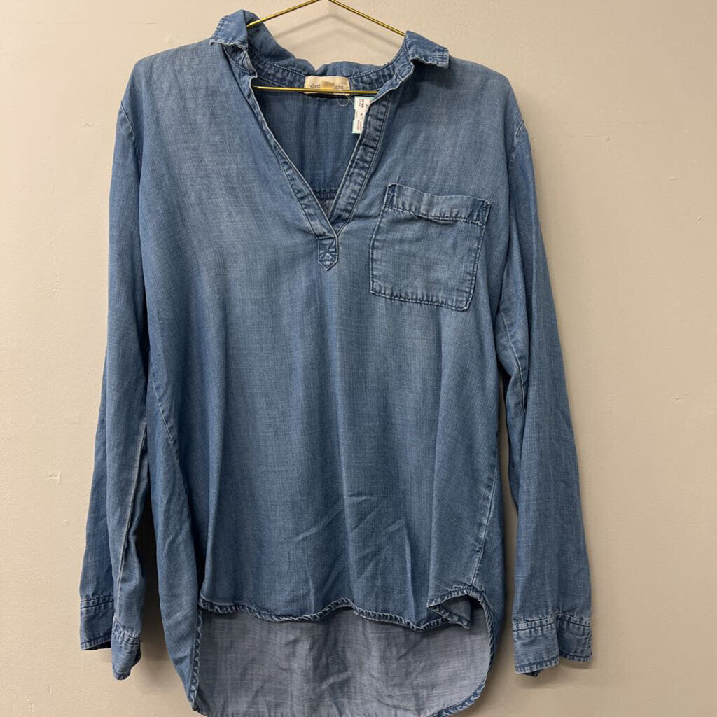 Cloth and Stone Blue Long Sleeve Chambray Top Large