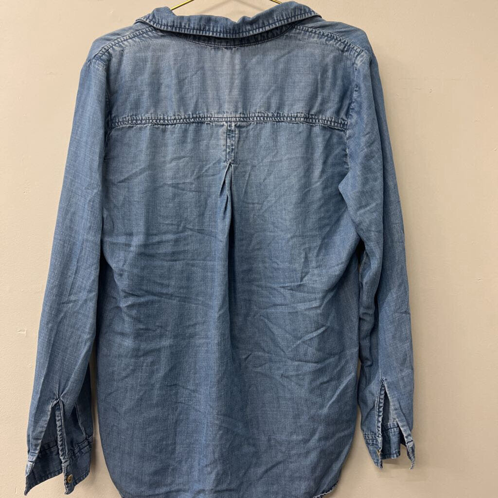 Cloth and Stone Blue Long Sleeve Chambray Top Large