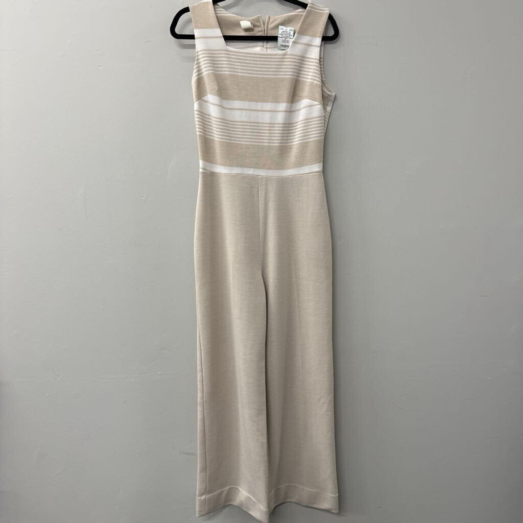 Vintage Beige/ White Stripe Top Jumpsuit Medium