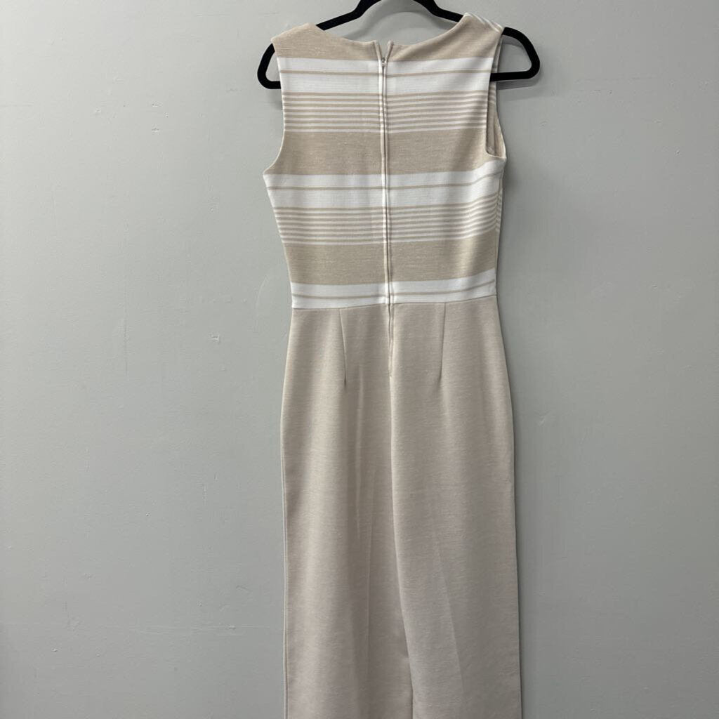 Vintage Beige/ White Stripe Top Jumpsuit Medium