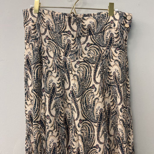 Anthropologie Cream/ Blue Paisley Print Harem Pants Medium