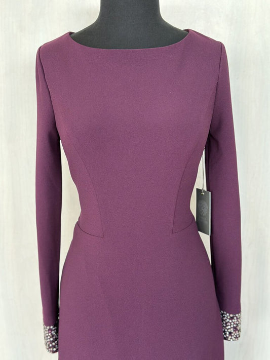 Vince Camuto Burgundy Long Embellished Sleeve Dress 4