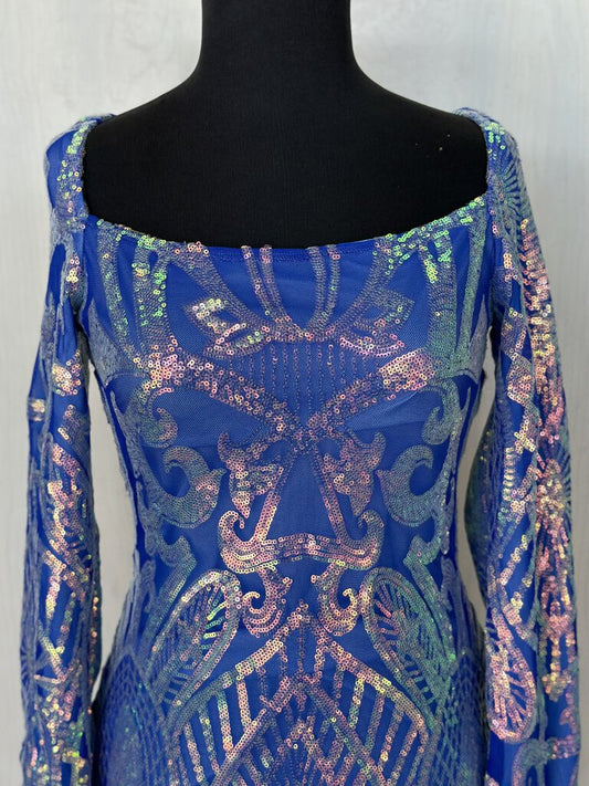 Long Sleeve Sequin Mini Dress Large