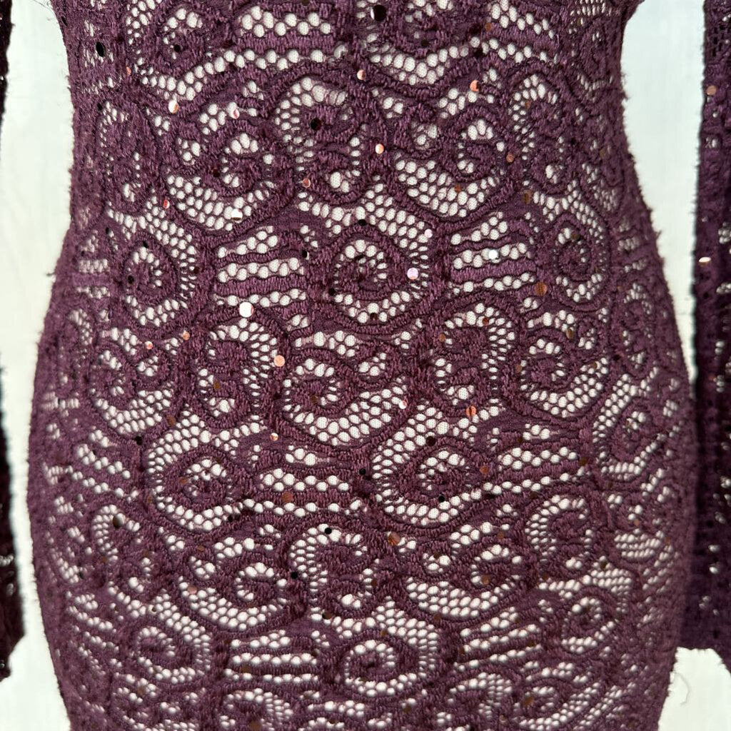 Long Sleeve Sequin Lace Mini Dress 0