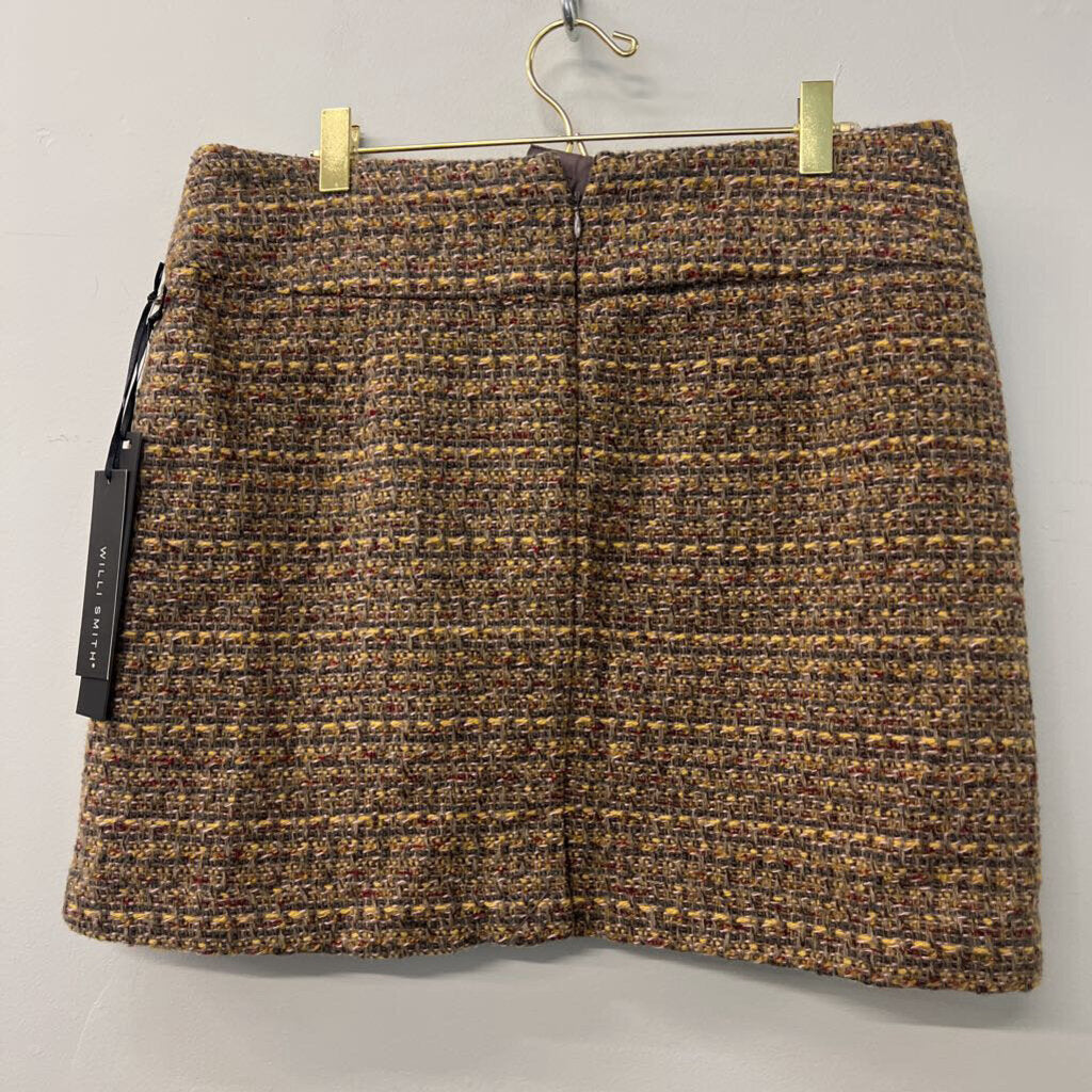 Willi Smith Brown Tweed Mini Skirt 10