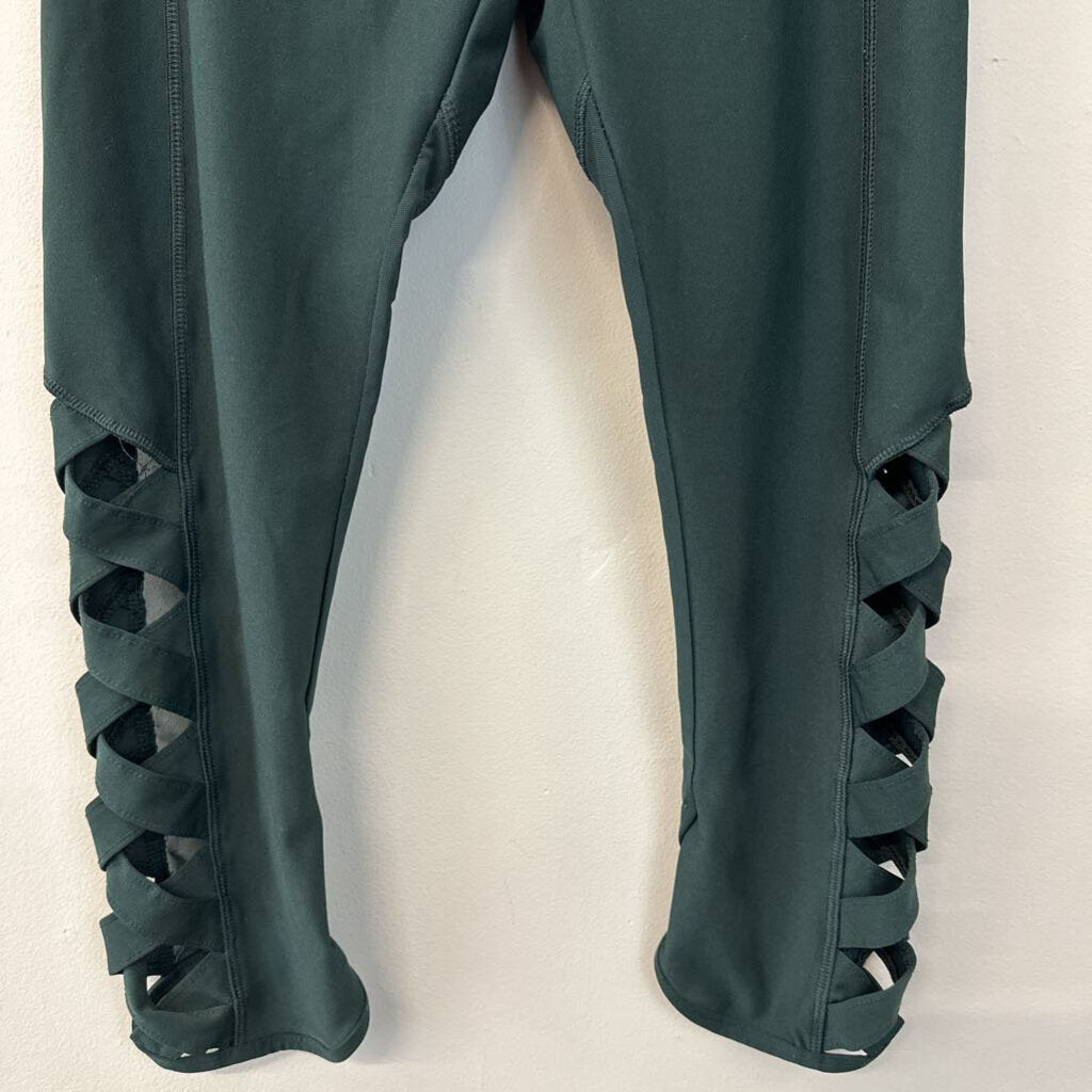 Vogo Ahtletica Green Cross Ankle Leggings Medium