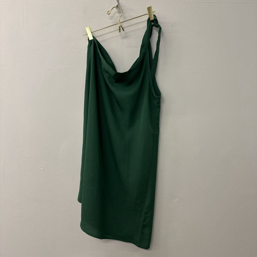 Green Tie One Shoulder Dress Medium