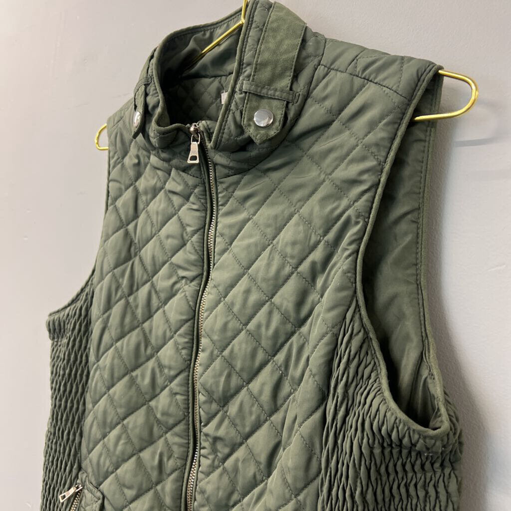 Miami Green Quilted Puffer Zip Up Vest Large