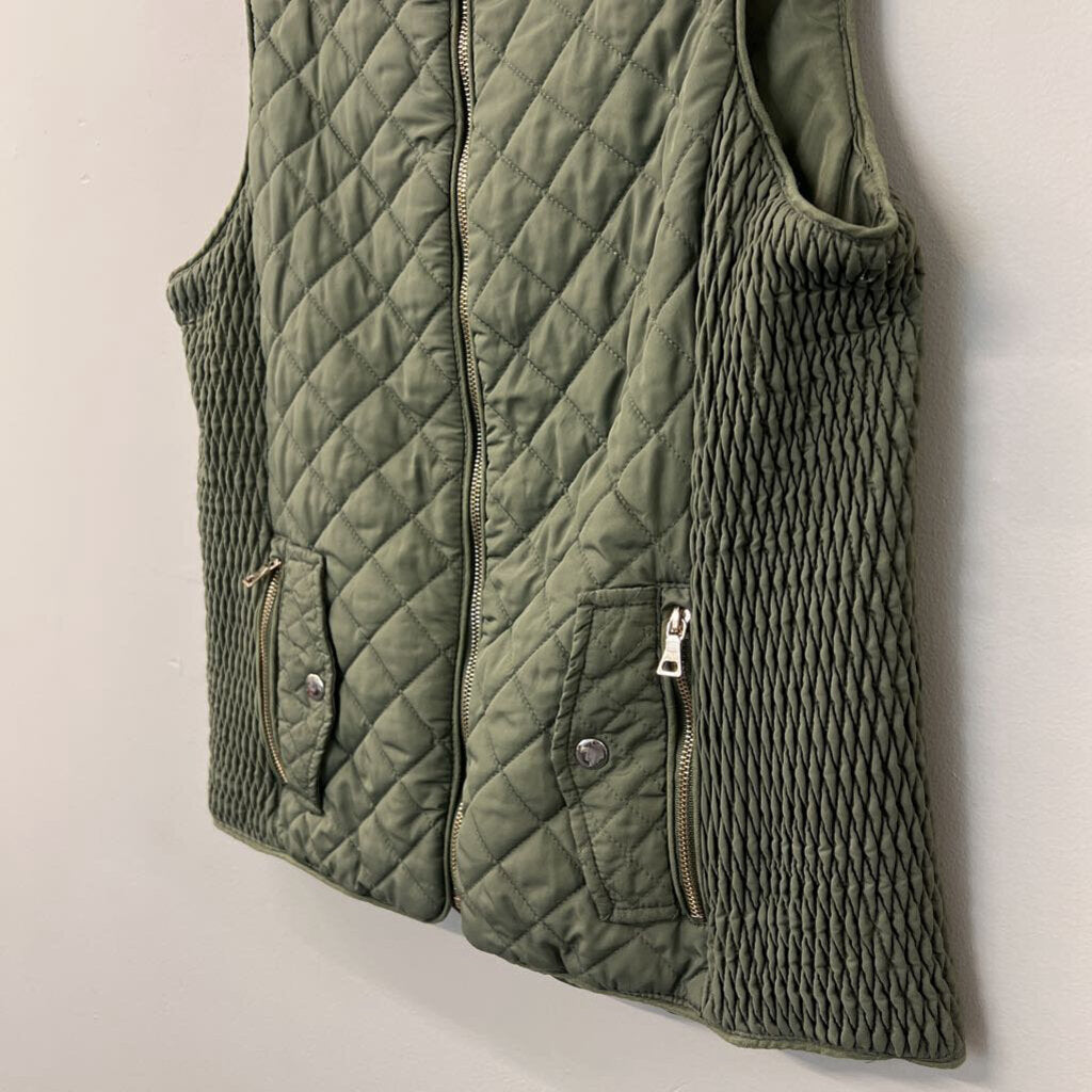 Miami Green Quilted Puffer Zip Up Vest Large