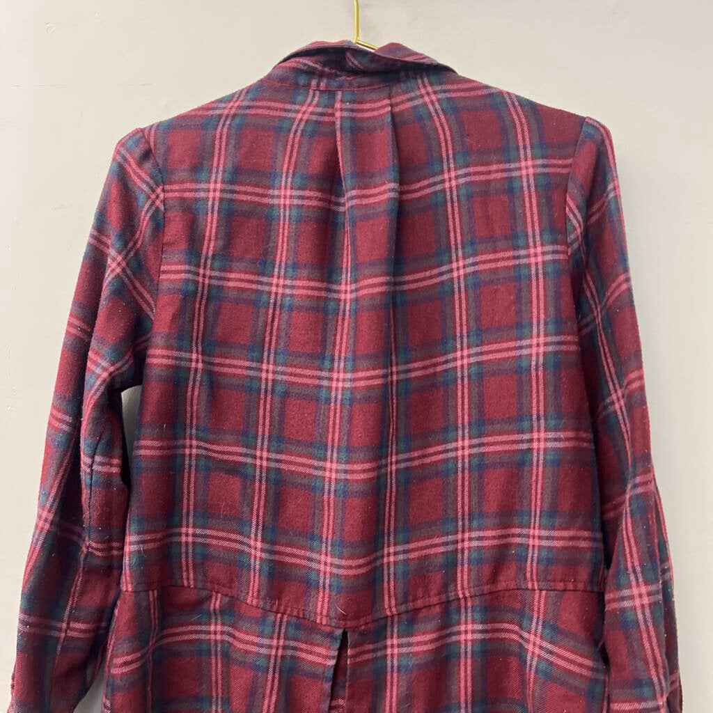 Harper Burgundy Plaid Long Sleeve Button Down Top Small