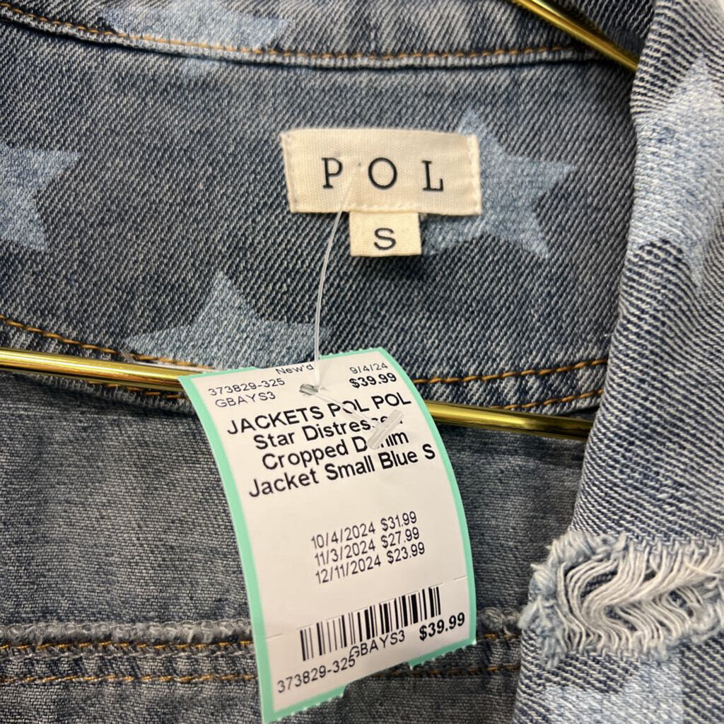 POL Star Distressed Cropped Denim Jacket Small