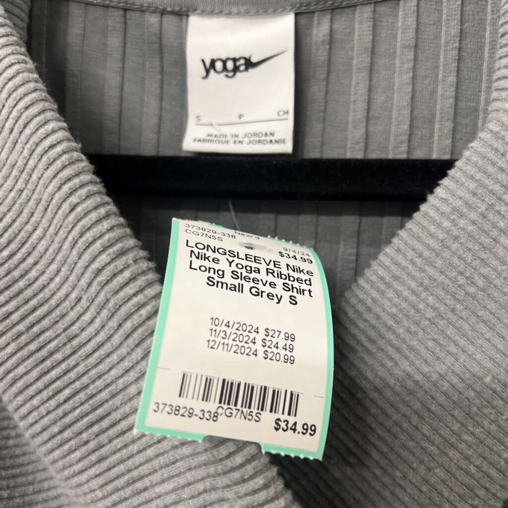 Nike Yoga Ribbed Long Sleeve Shirt Small