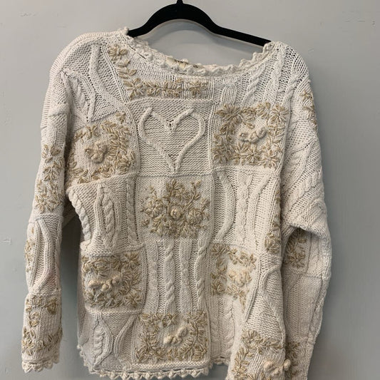 Vintage New York Style Handknit Metallic Thread Sweater Small