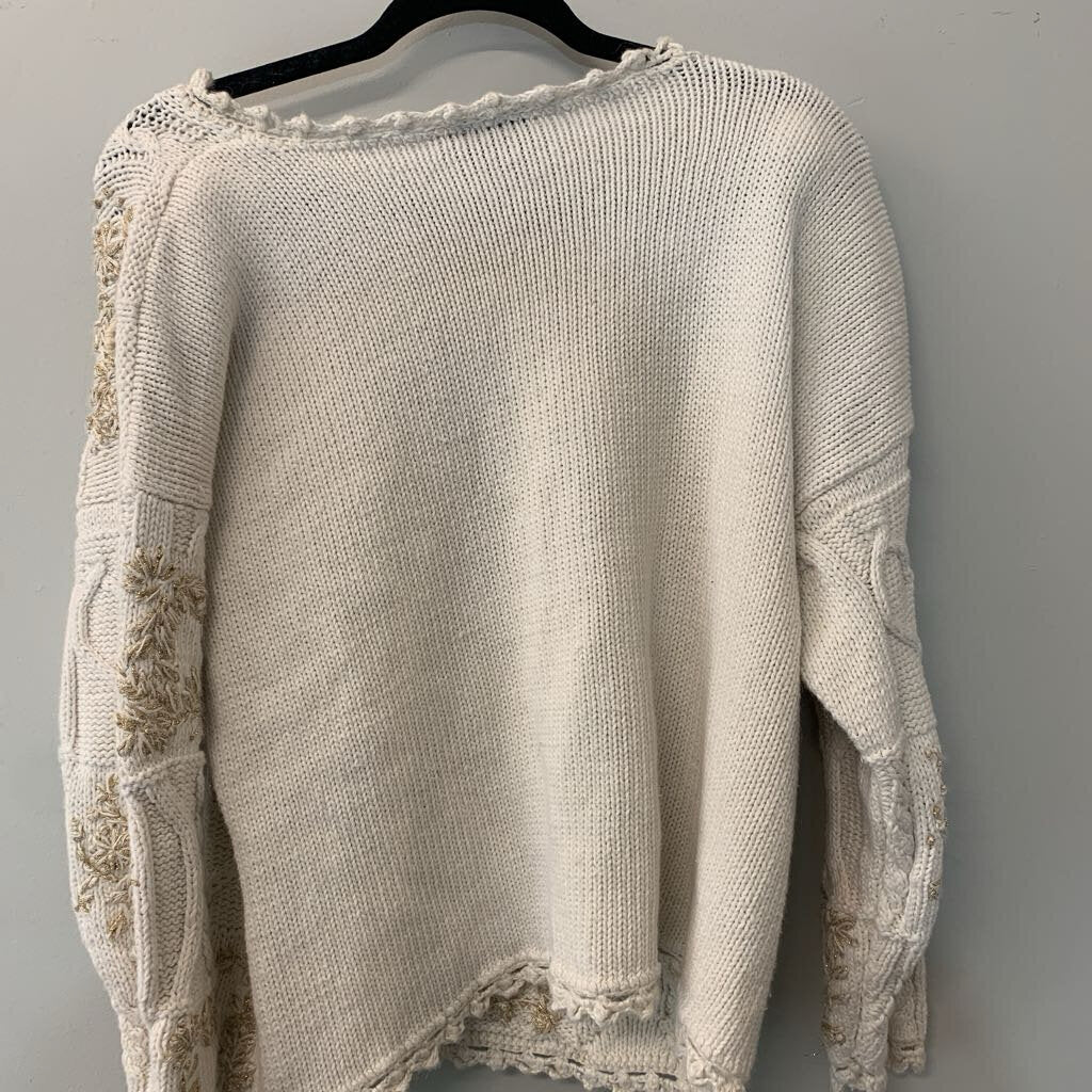 Vintage New York Style Handknit Metallic Thread Sweater Small