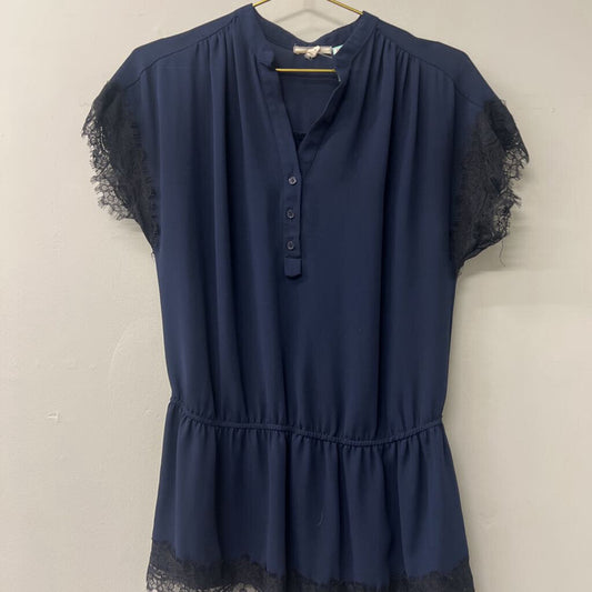 Pleione Lace Trim Peplum Shirt Small