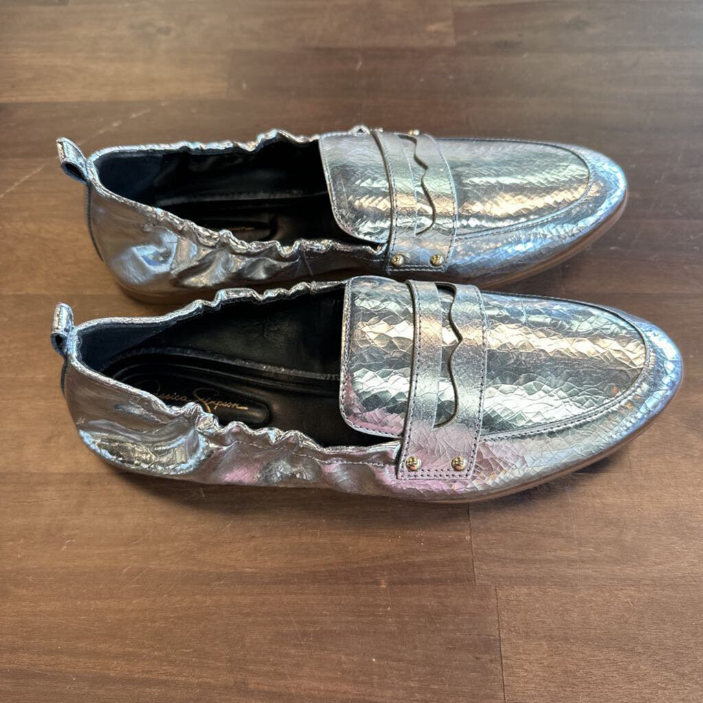 Jessica Simpson Metallic Loafers 8.0