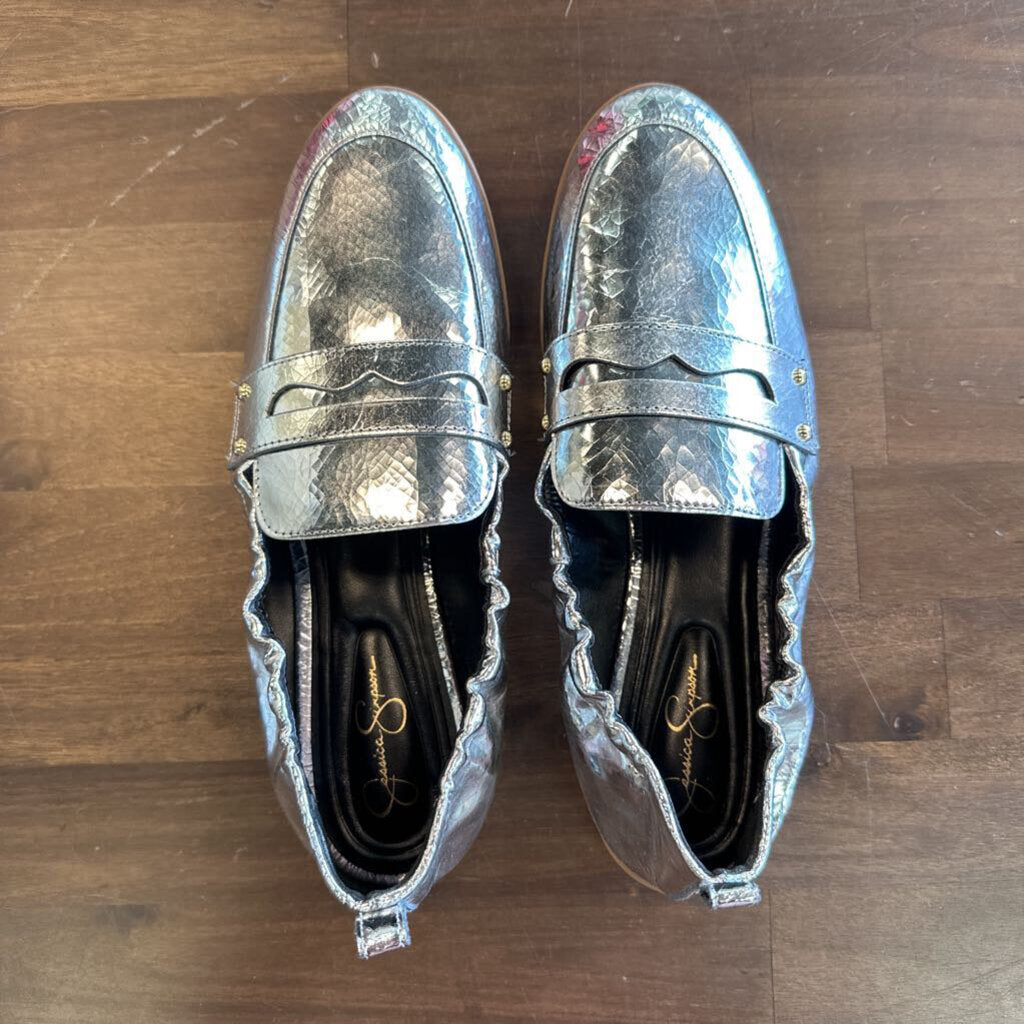 Jessica Simpson Metallic Loafers 8.0