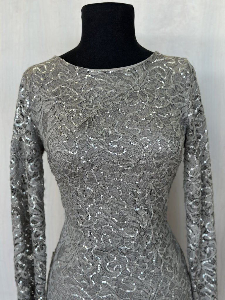 Marina Sequin Lace Long Sleeve Dress 6