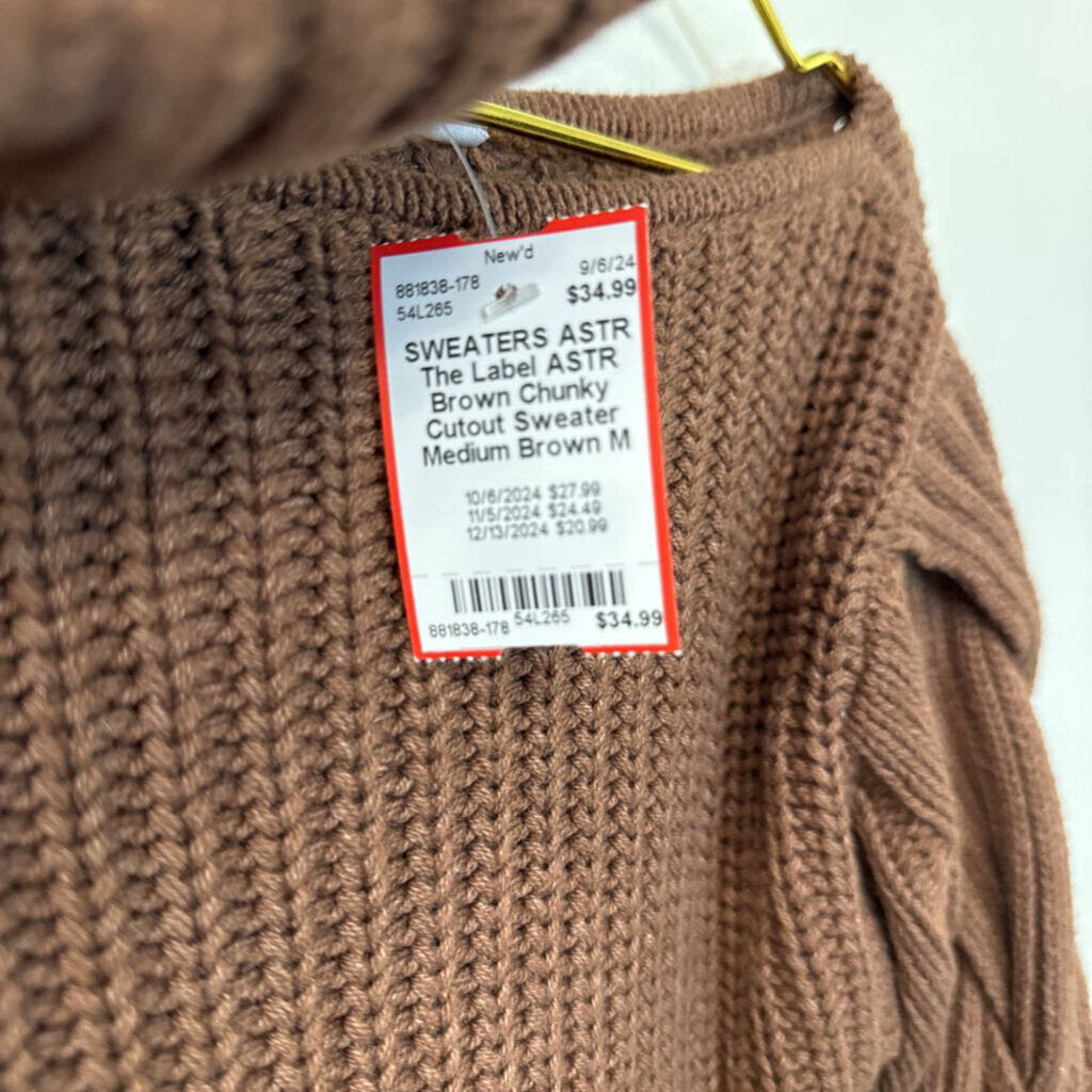 ASTR Brown Chunky Cutout Sweater Medium