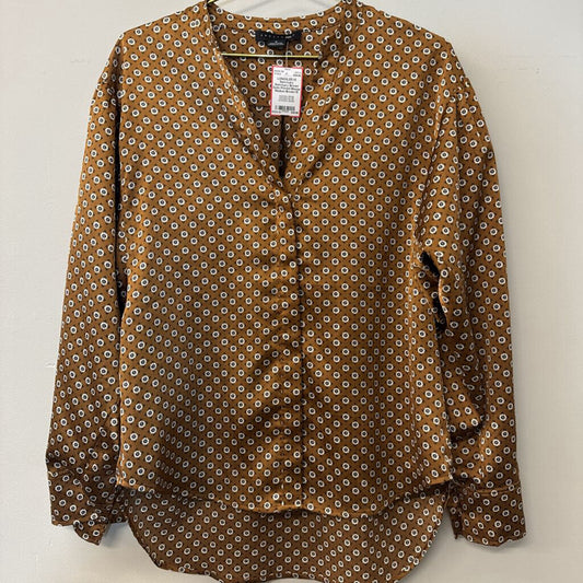 Sanctuary Brown Satin Printed Blouse Medium