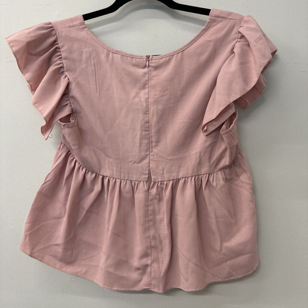 Pink Short Sleeve Baby Doll Top Medium