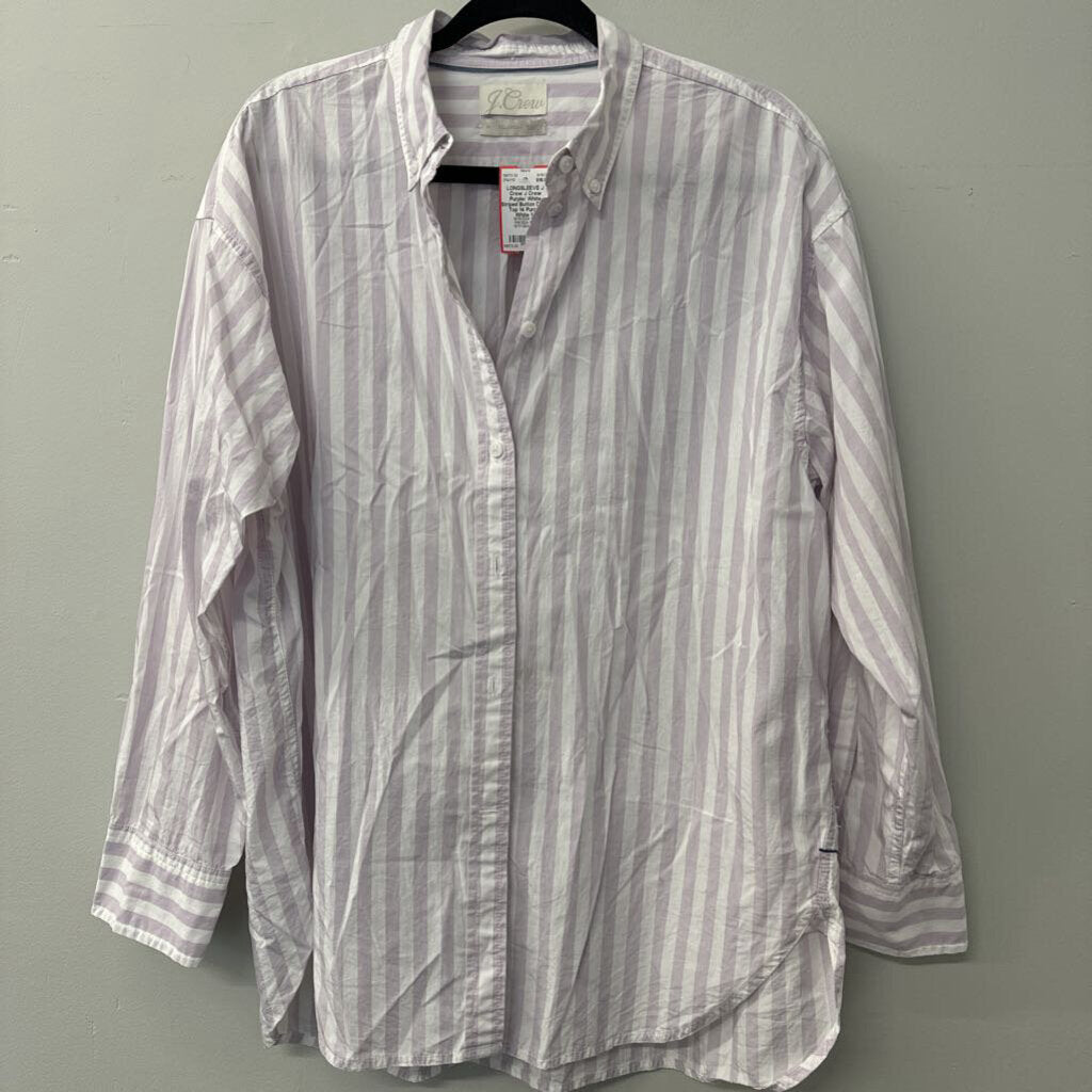 J Crew Purple/ White Striped Button Down Top 14