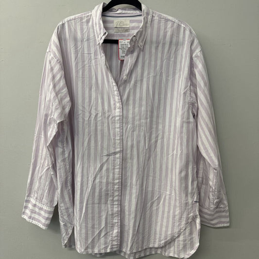 J Crew Purple/ White Striped Button Down Top 14