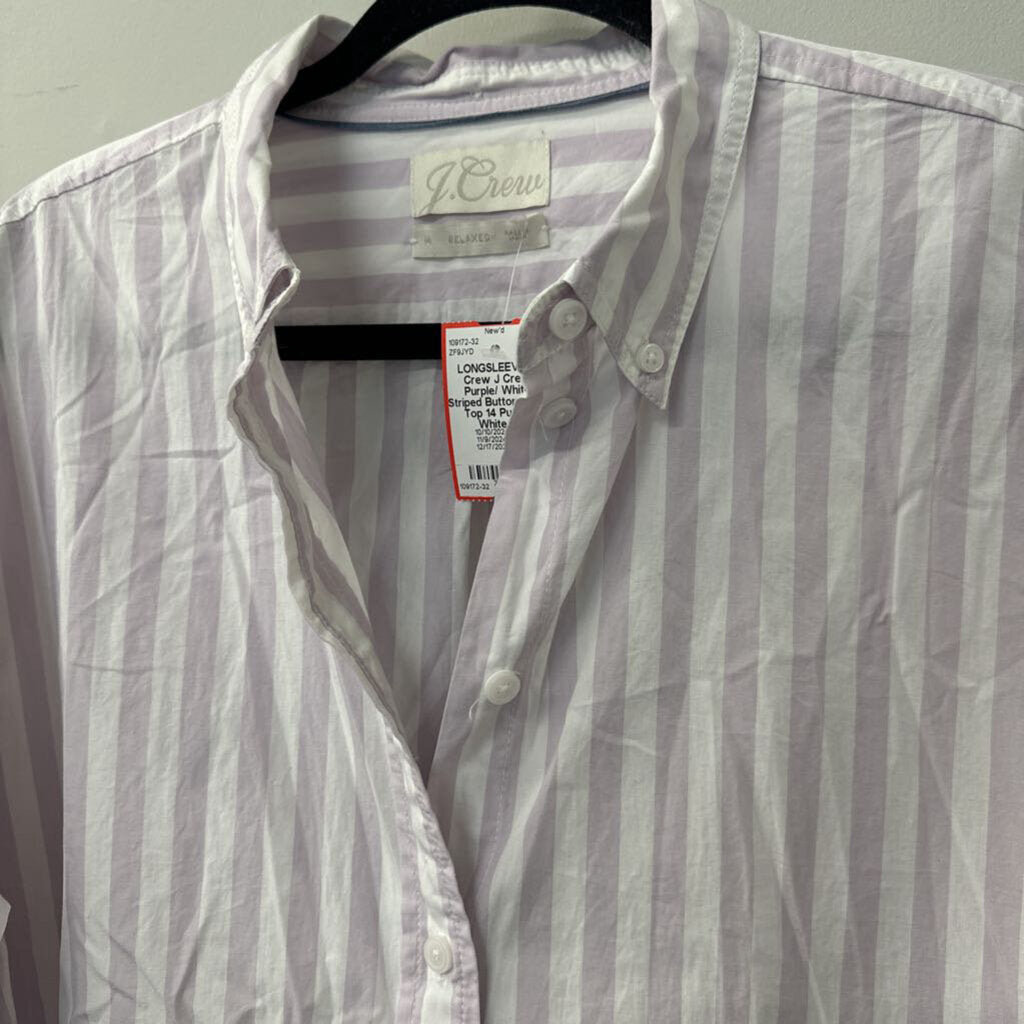 J Crew Purple/ White Striped Button Down Top 14