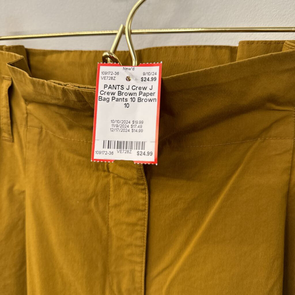 J Crew Brown Paper Bag Pants 10