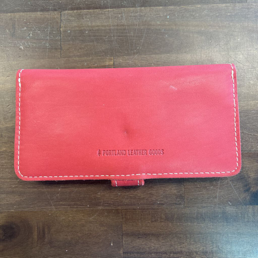 Portland Leather Goods Red Leather Fold Over Wallet