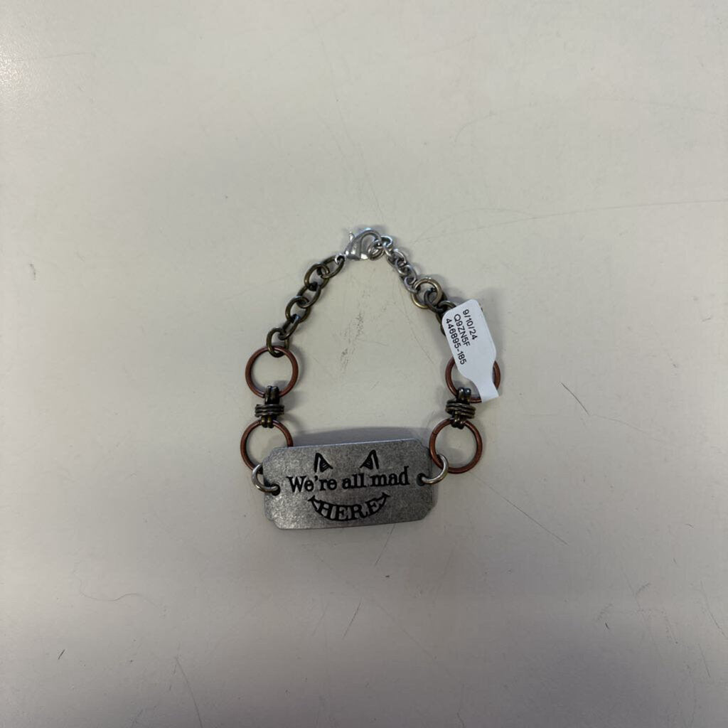 Silver/ Bronze 'We're All Mad Here' Bracelet