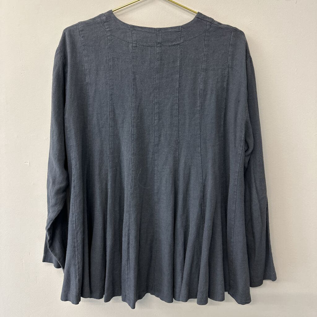 Christy Allen Linen Blend Pleated Top Large