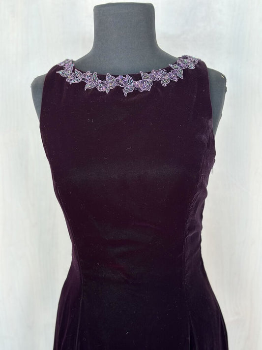 Vintage Jessica McClintock Velvet Illusion Back Dress 6