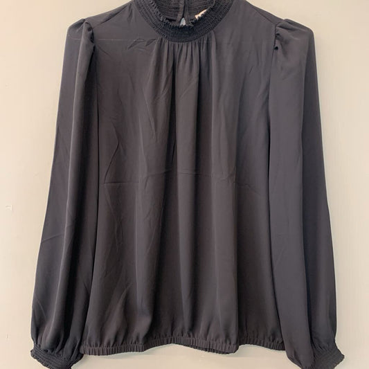 Charcoal Grey Mockneck Blouse Medium