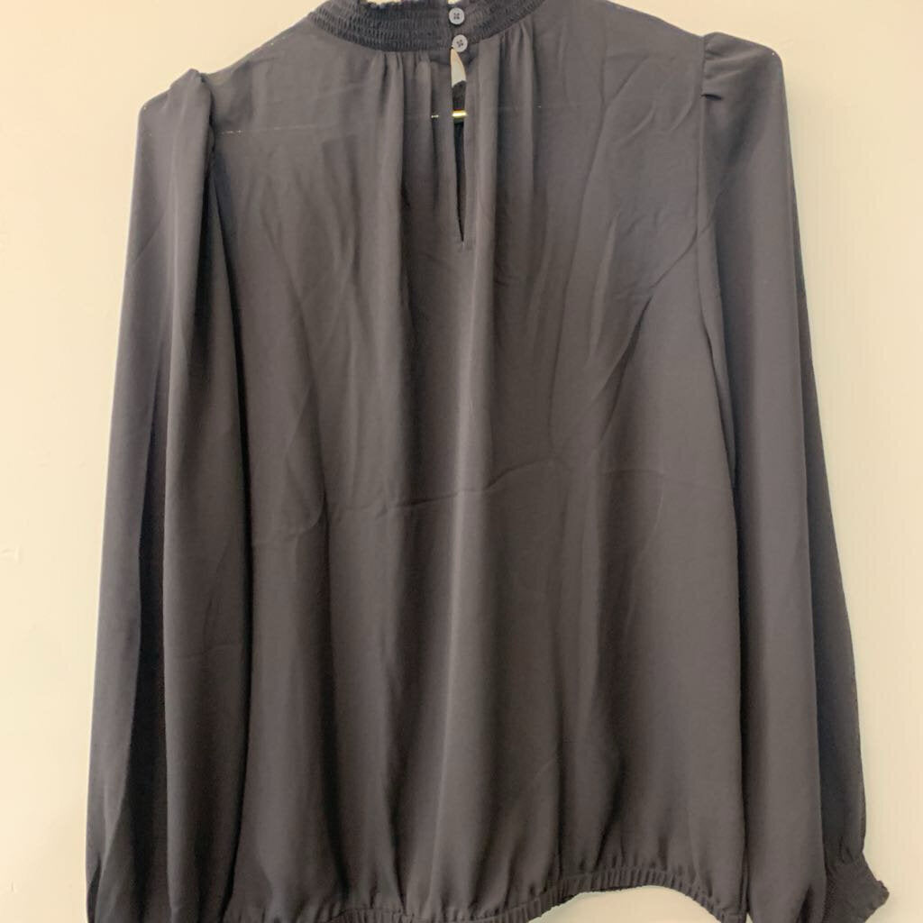 Charcoal Grey Mockneck Blouse Medium