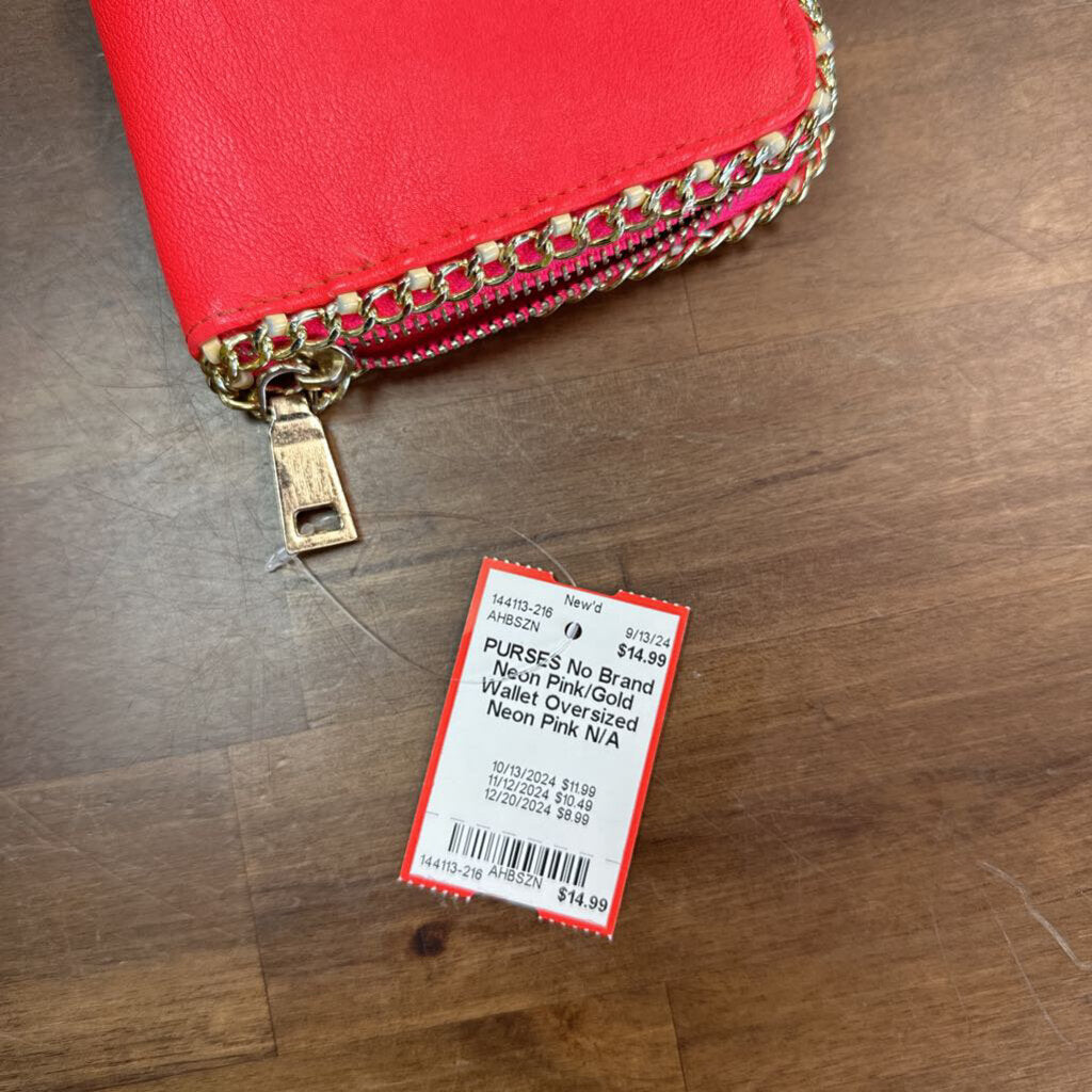 Neon Pink/Gold Wallet Oversized