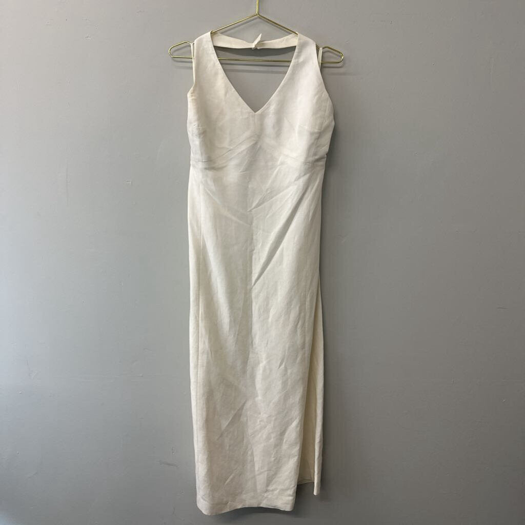 Cream Linen Blend Halter Midi Dress 12