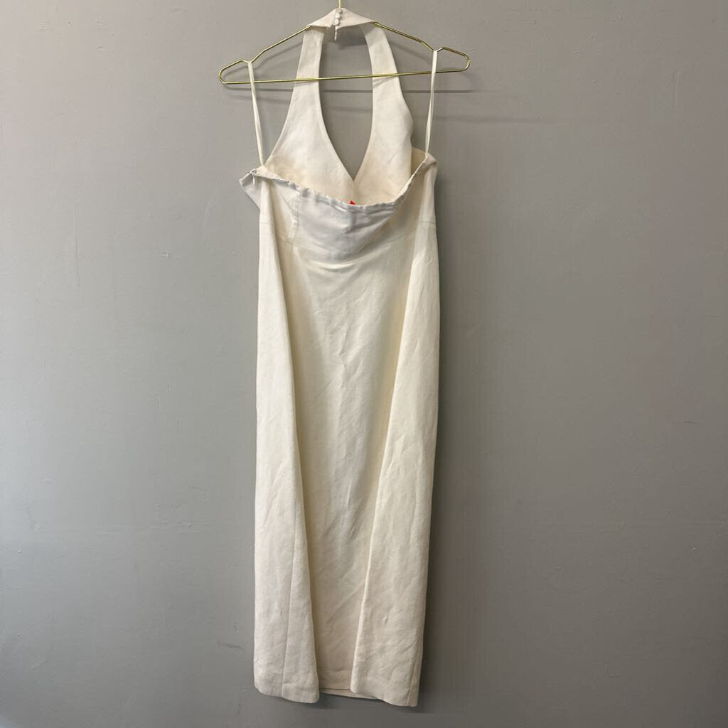 Cream Linen Blend Halter Midi Dress 12