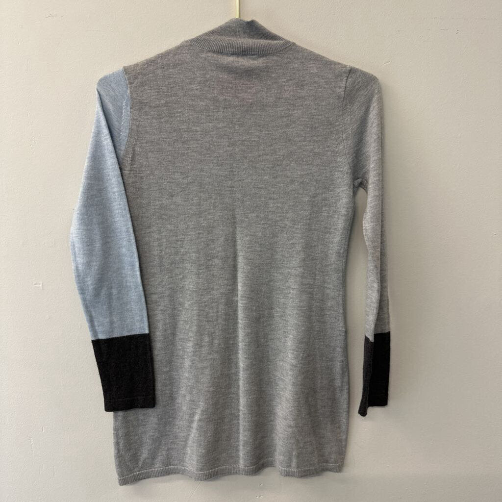 Grey/Light Blue Mockneck Sweater Petite Extra Small