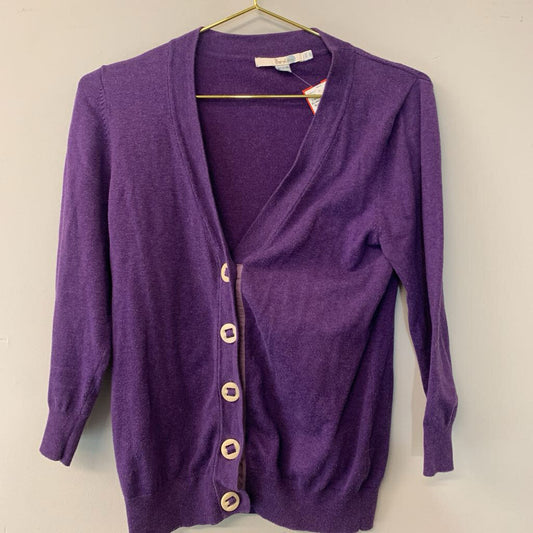 Boden Purple Cream Button Cardigan 6