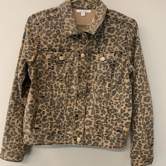 sts blue Brown Leopard Print Denim Jacket Small