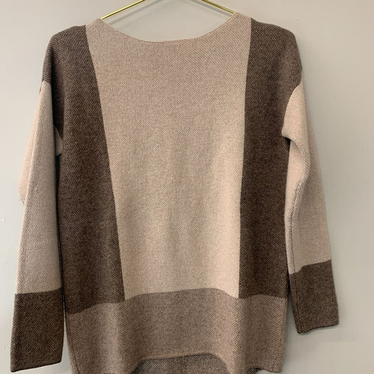 Vince Beige/ Brown Color Block Sweater XXS