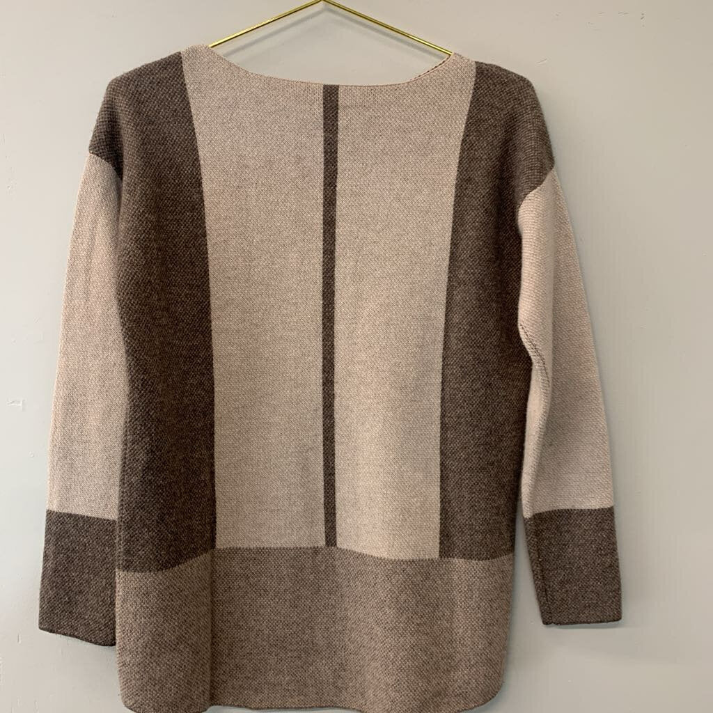 Vince Beige/ Brown Color Block Sweater XXS