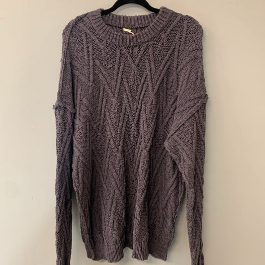 Free People Grey Long Sleeve Knit Sweater Medium